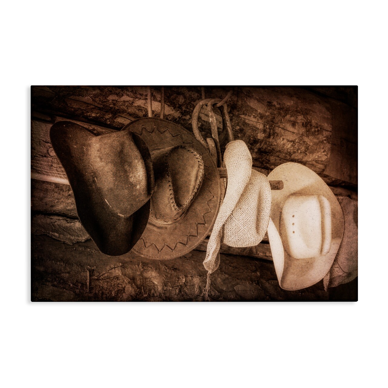 Stupell Industries Rustic Cowboy Hats Canvas Wall Art Design by Danita Delimont